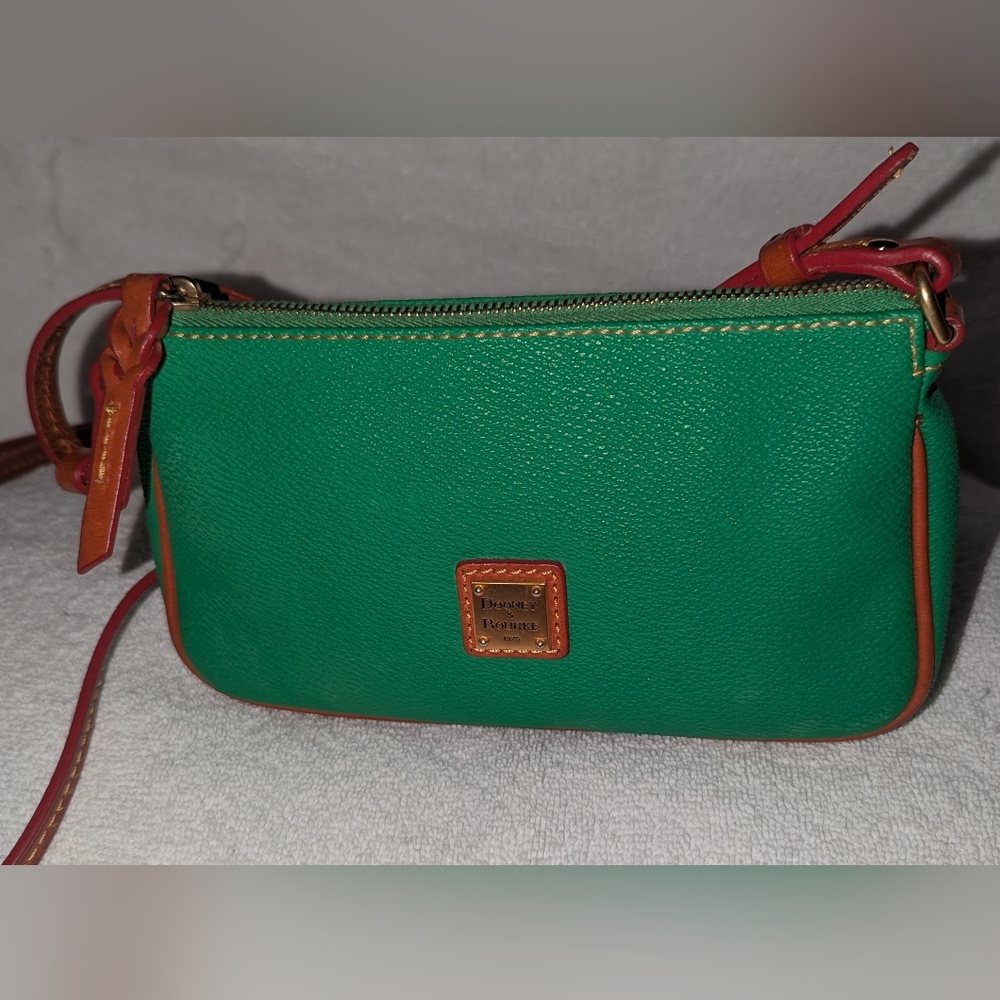 Dooney & Bourke Eva Lexy Vibrant Green Crossbody Bag with Tan Trim